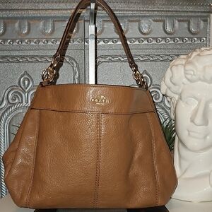 Coach Brown Leather Shoulder Bag with Gold Accents